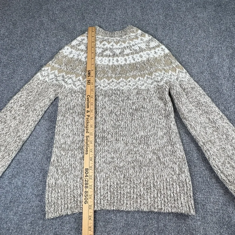 Loft Fair Isle Sweater SP Gray Chunky Knit Pullover Nordic Cottagecore Cabincore
